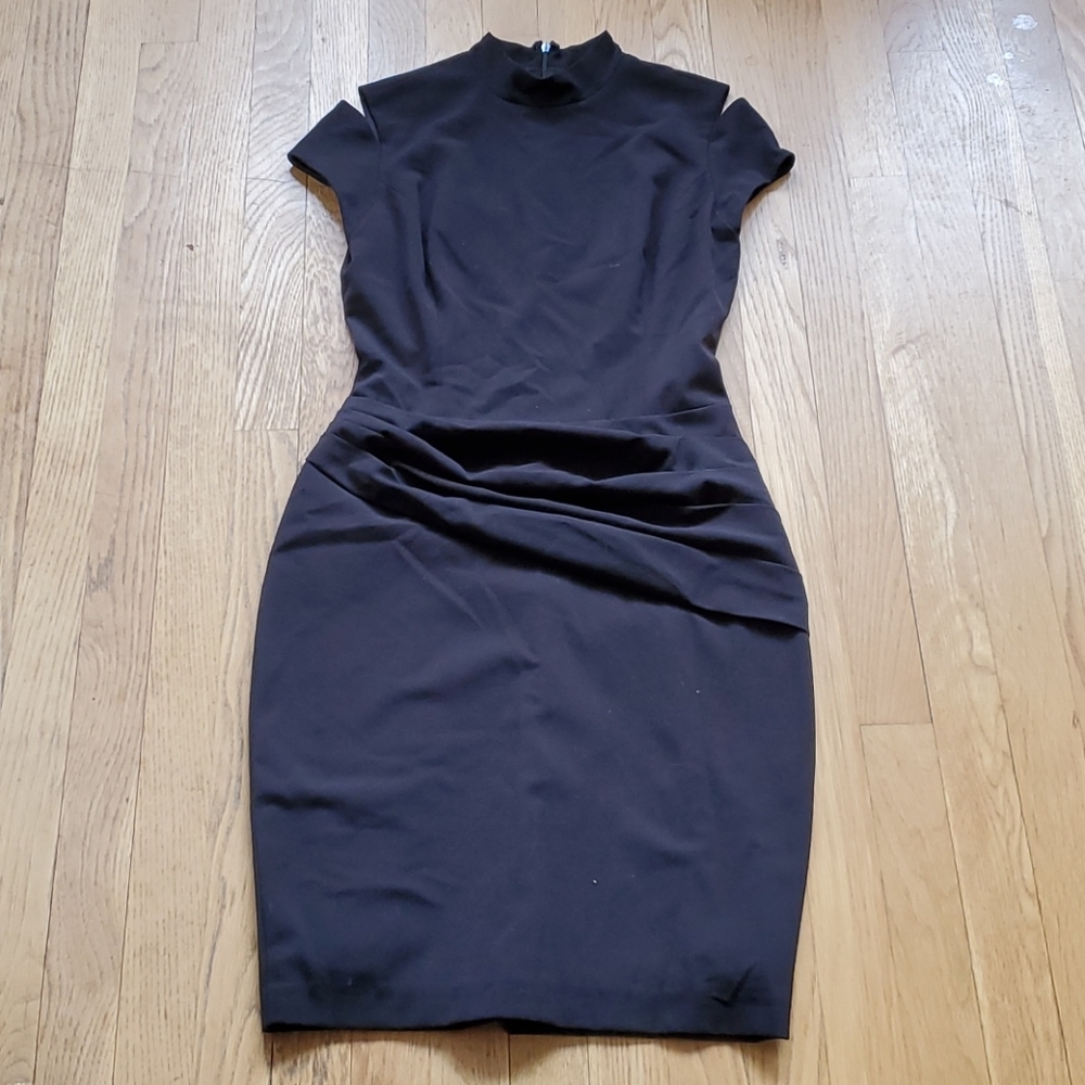 Cache LBD mock turtleneck cold shoulder dress 2